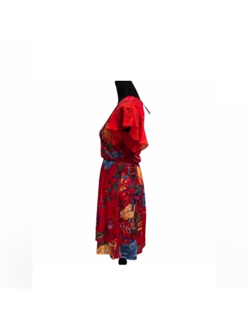 Desigual Miranda NWT bohemian feminine faux wrap red floral sexy dress medium - Picture 2 of 16